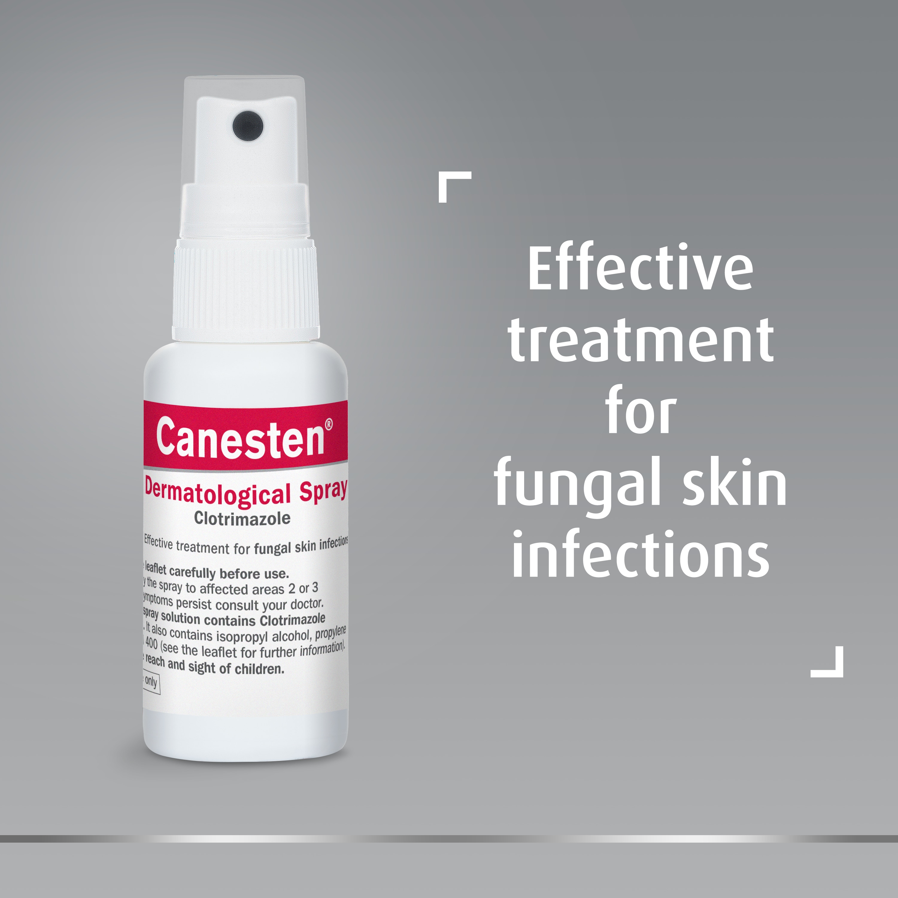 Canesten Dermatological Spray with the caption effective treatment for fungal skin infections