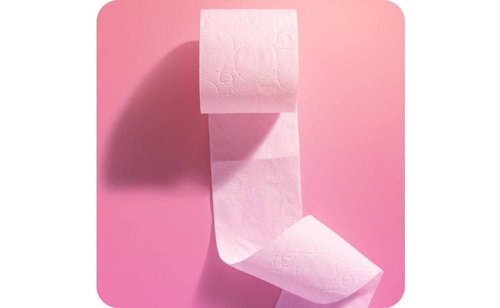 Top view of an unrolled toilet paper